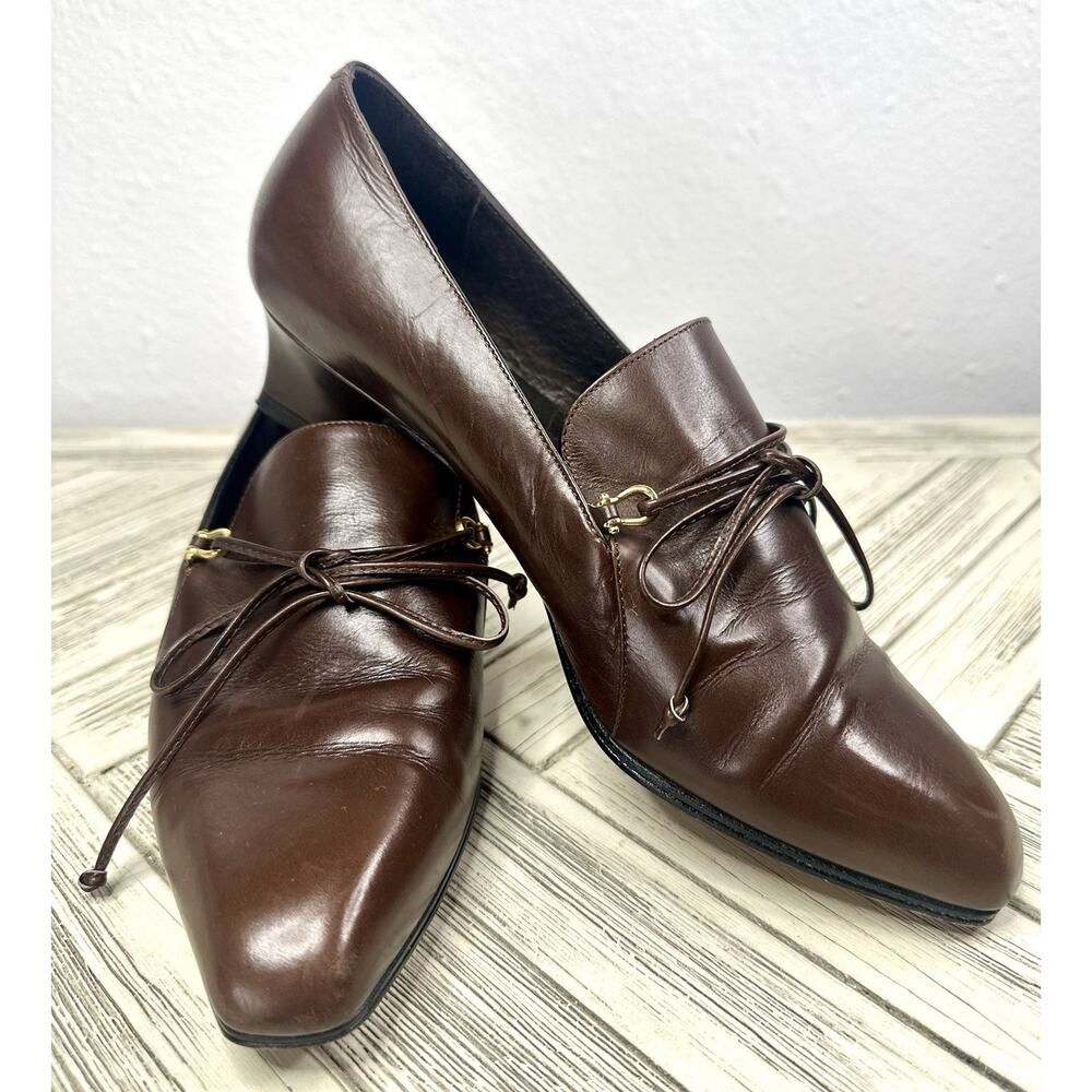 Vtg Amalfi Stanford Heeled Leather Loafer The Made In Italy Size 6 B